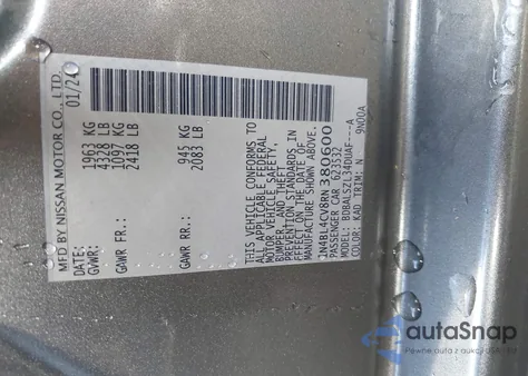 2024 Nissan Altima Sr Fwd z USA, uszkodzony, nr VIN 1N4BL4CV8RN380600